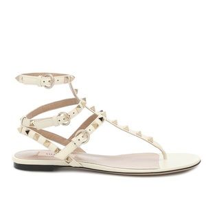 Valentino Rockstud Off-White Gladiator Sandals